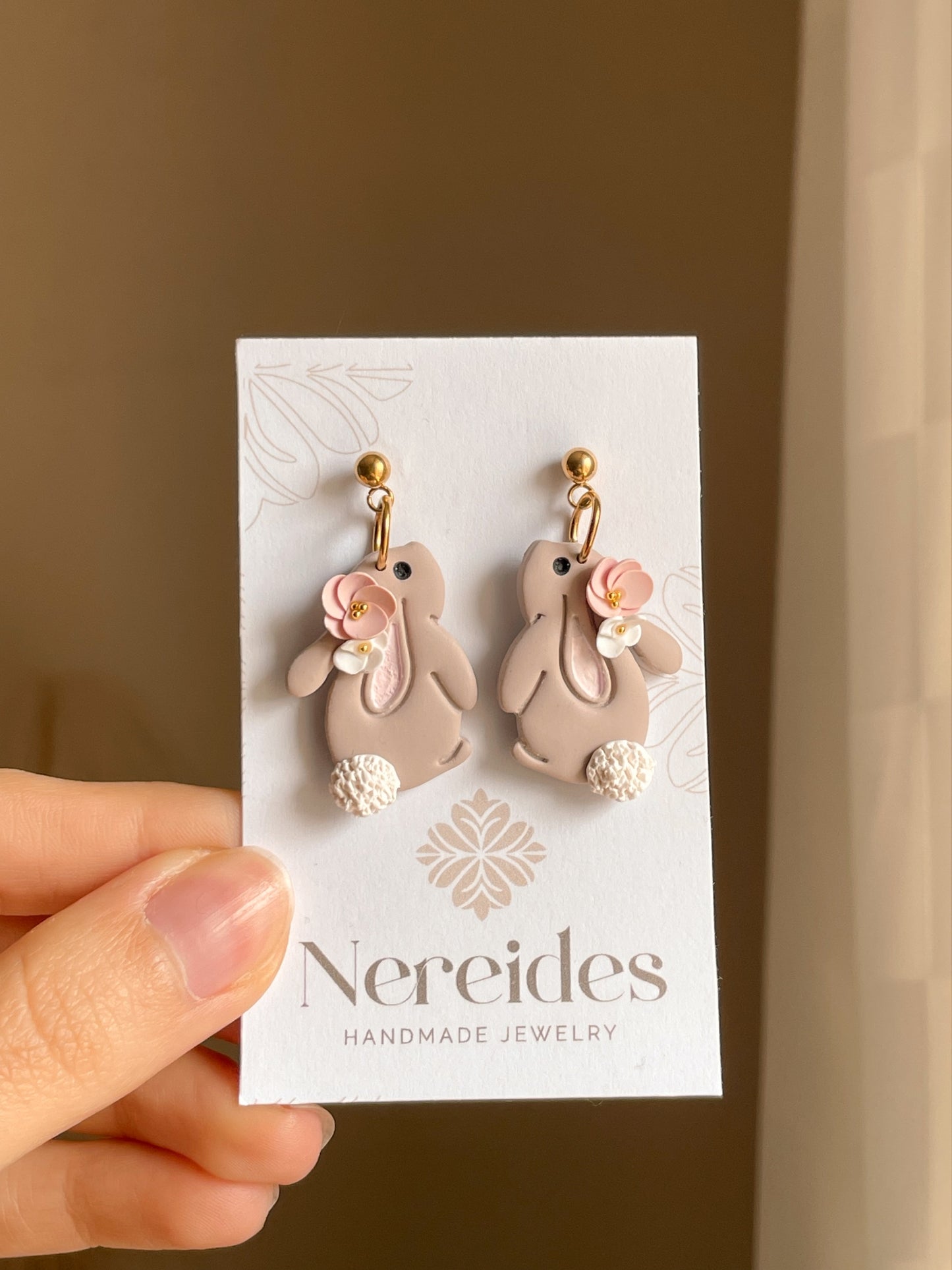 BLOSSOM BUNNIES | Χειροποίητα σκουλαρίκια από πολυμερικό πηλό - Amberwood