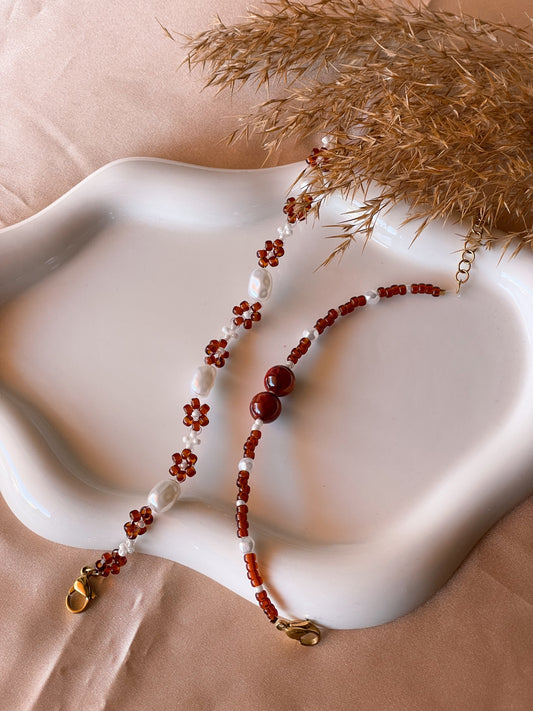 JULIETTE | Χειροποίητα βραχιόλια με χάντρες miyuki - White/Bordeaux