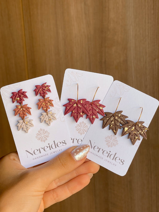 MAPLE & AUTUMN CASCADE | Χειροποίητα σκουλαρίκια από πολυμερικό πηλό