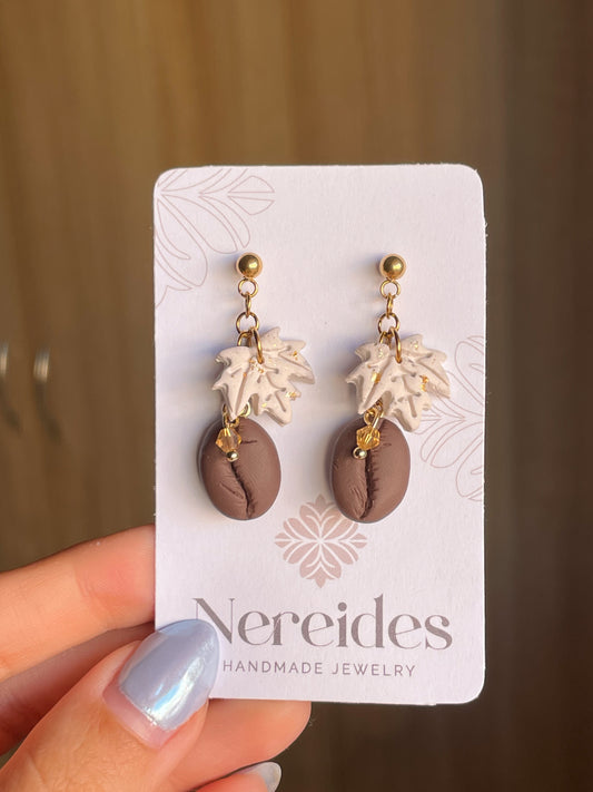 MOCHA LEAF | Χειροποίητα σκουλαρίκια από πολυμερικό πηλό | Brown
