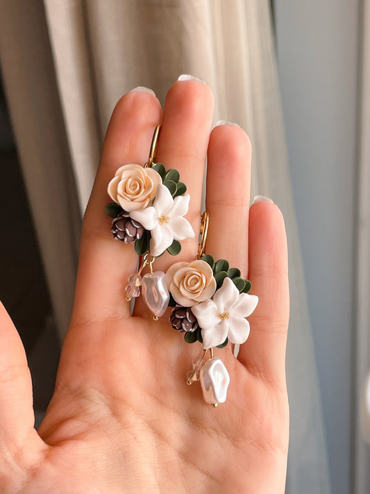 SNOWELIA | Χειροποίητα σκουλαρίκια από πολυμερικό πηλό - White