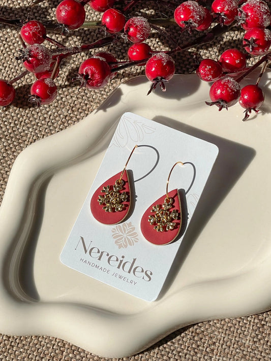 SNOWDROP | Χειροποίητα σκουλαρίκια από πολυμερικό πηλό | Bordeaux