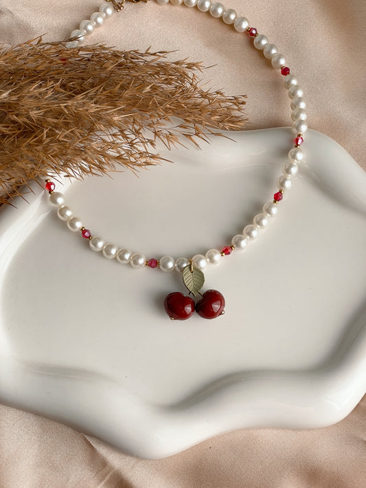 CHERRY BLISS | Χειροποίητο κολιέ από πολυμερικό πηλό