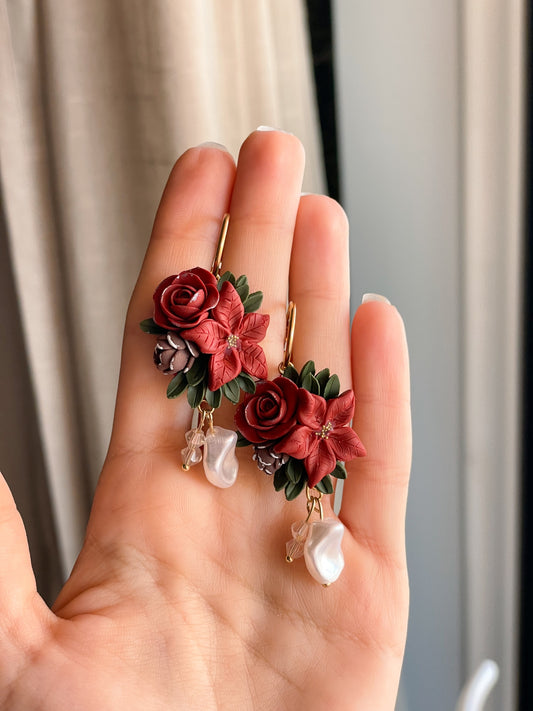 SNOWELIA | Χειροποίητα σκουλαρίκια από πολυμερικό πηλό - Red