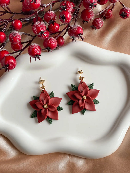 WINTER BLOOM | Χειροποίητα σκουλαρίκια από πολυμερικό πηλό